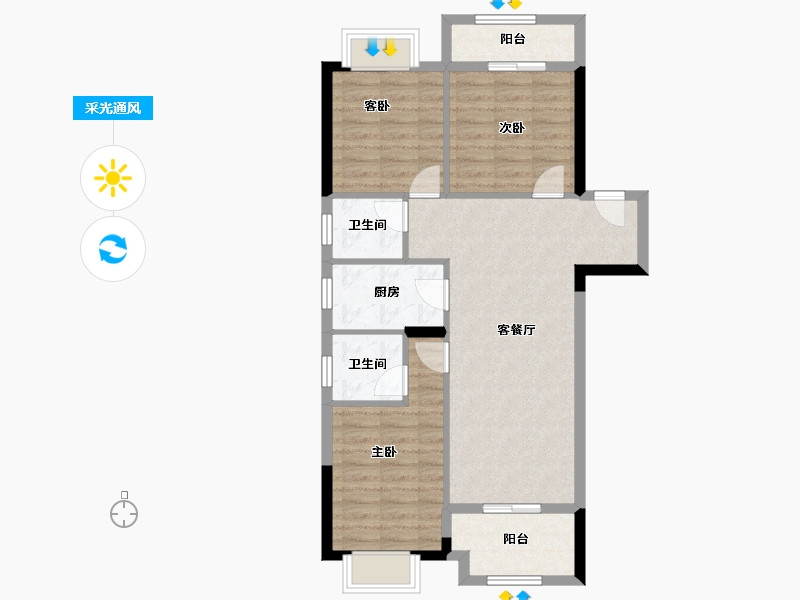 江西省-南昌市-绿都观澜府云镜-80.80-户型库-采光通风