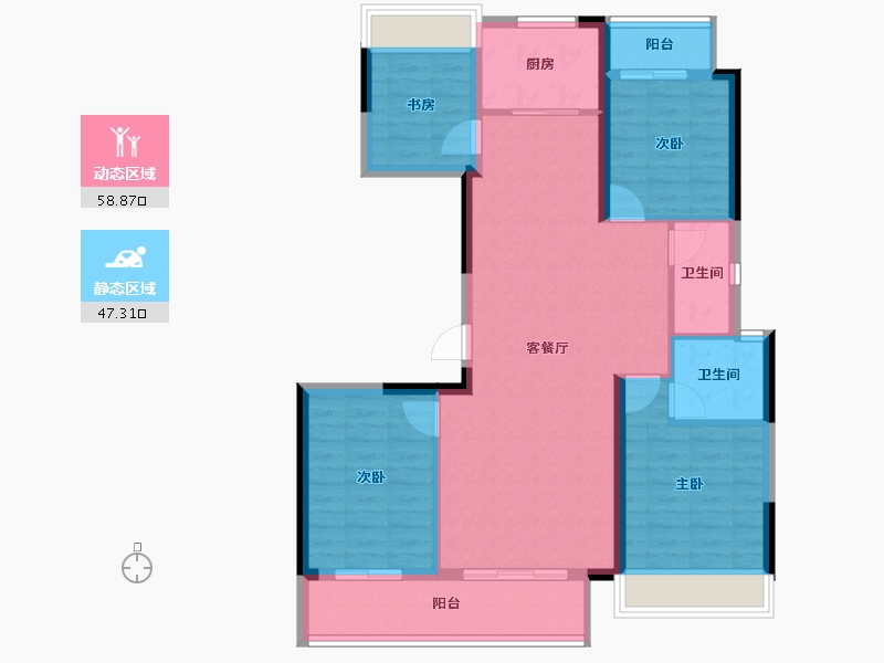 湖北省-武汉市-城南华府书香御景-95.59-户型库-动静分区