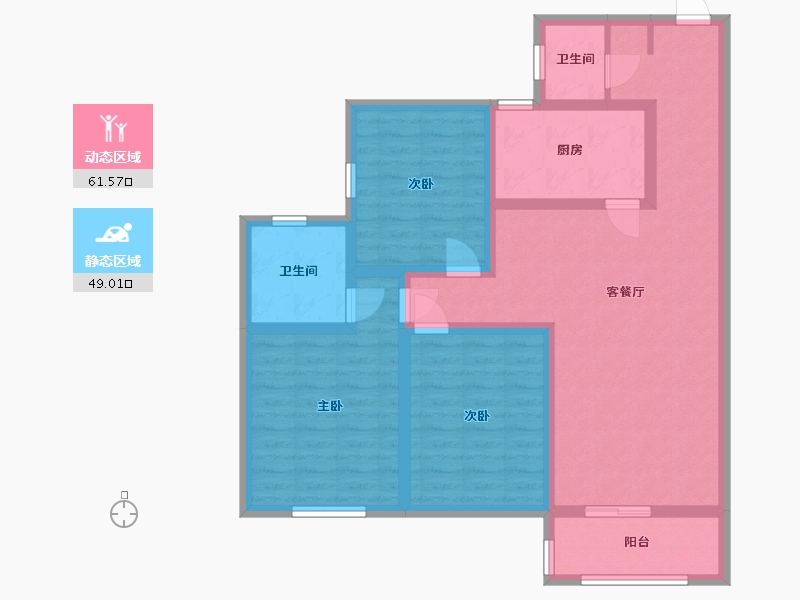 陕西省-宝鸡市-鸿德·凤仪国际-97.61-户型库-动静分区