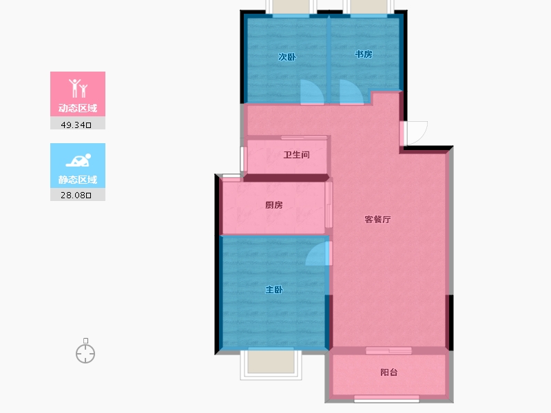 上海-上海市-前滩润璟-69.48-户型库-动静分区