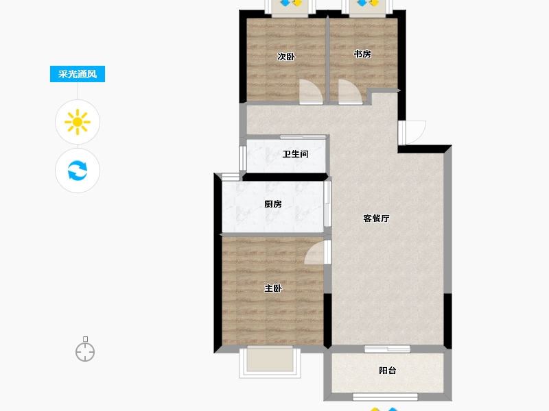 上海-上海市-前滩润璟-69.48-户型库-采光通风