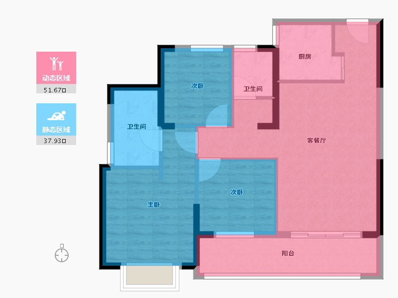 贵州省-六盘水市-星筑·中央公园-80.00-户型库-动静分区