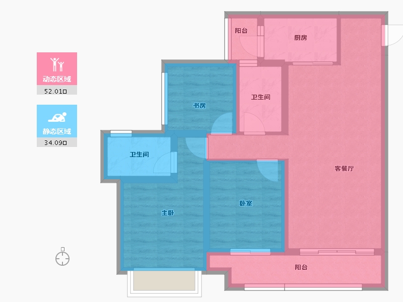 重庆-重庆市-富力院士廷-75.70-户型库-动静分区