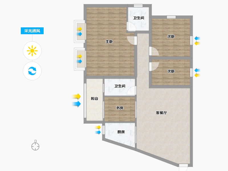 广东省-深圳市-畔山花园-103.33-户型库-采光通风