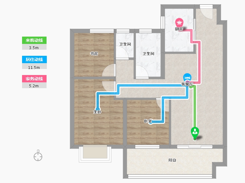 陕西省-咸阳市-生益·金华1号-74.57-户型库-动静线