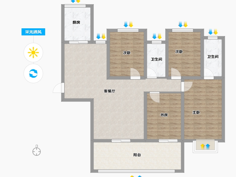 海南省-海口市-恒福佳庭-109.06-户型库-采光通风