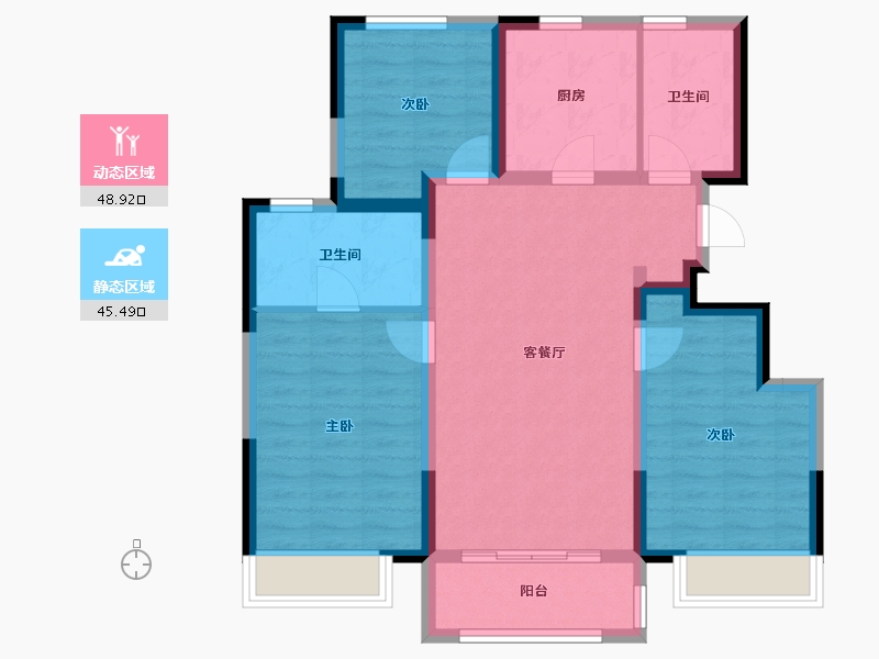 天津-天津市-新城·悦隽公馆-84.00-户型库-动静分区