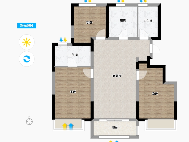 天津-天津市-新城·悦隽公馆-84.00-户型库-采光通风