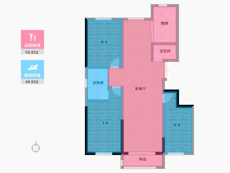 内蒙古自治区-鄂尔多斯市-国达·融泰和园-96.02-户型库-动静分区