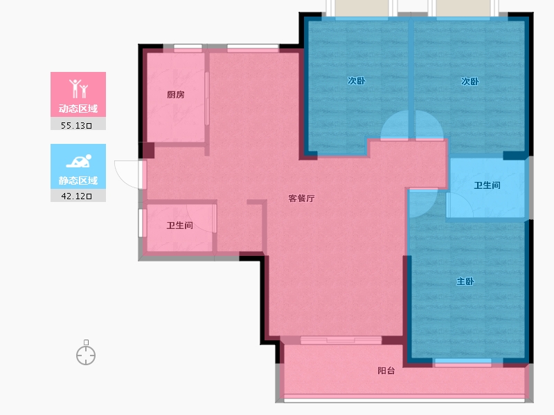 贵州省-六盘水市-星筑·中央公园-87.15-户型库-动静分区