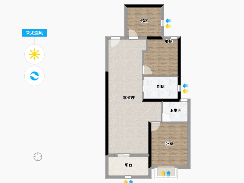 河南省-郑州市-美盛·中环壹号-76.20-户型库-采光通风