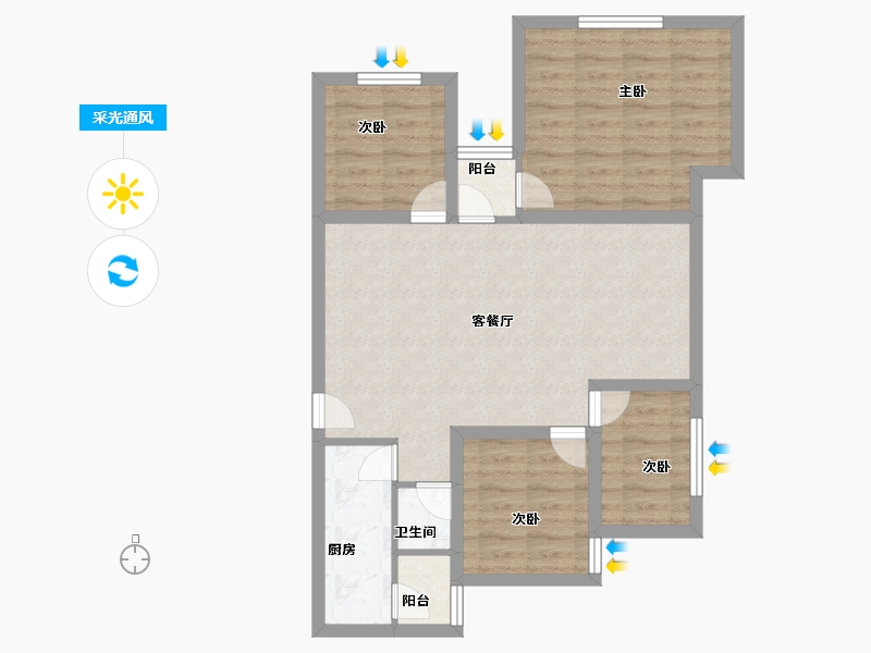 广东省-深圳市-景贝南住宅区-73.58-户型库-采光通风