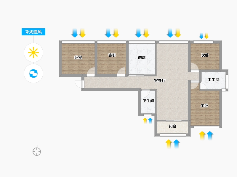 广东省-深圳市-山海四季城Ⅱ公园道-90.81-户型库-采光通风