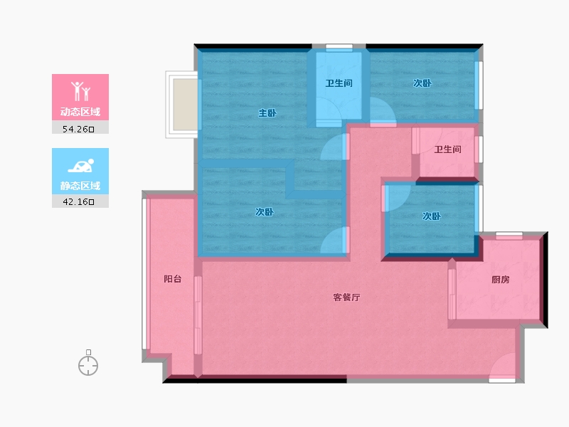 四川省-成都市-海伦堡玖悦府-83.79-户型库-动静分区