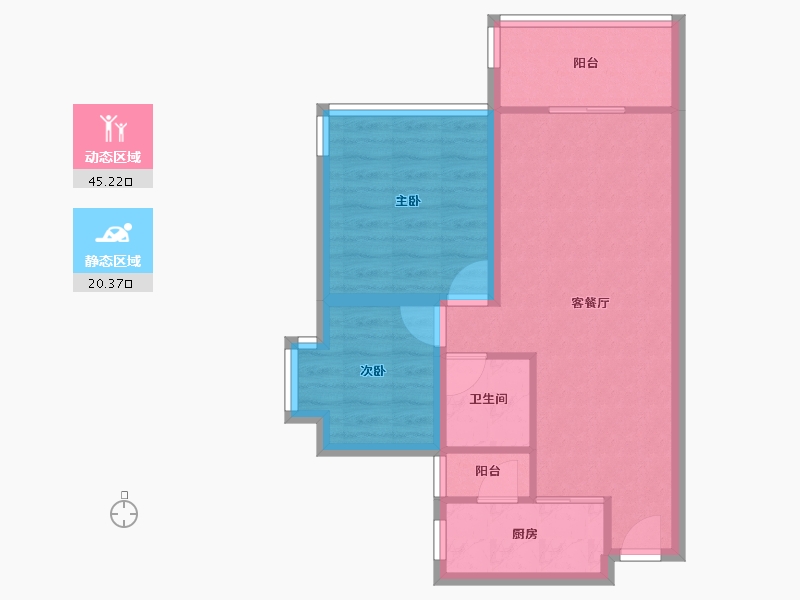 广东省-深圳市-鹏兴花园(六期)-58.37-户型库-动静分区