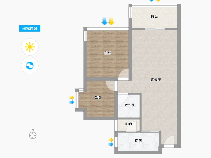 广东省-深圳市-鹏兴花园(六期)-58.37-户型库-采光通风