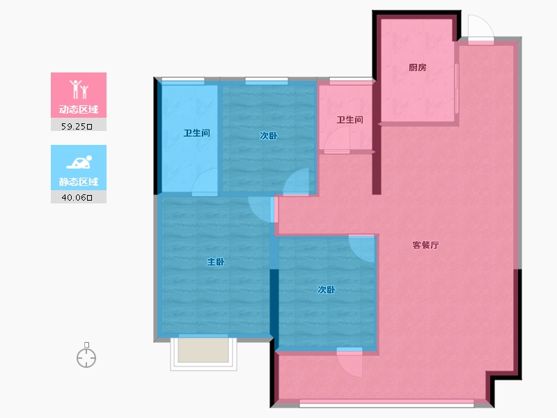 宁夏回族自治区-银川市-光耀上院-90.00-户型库-动静分区