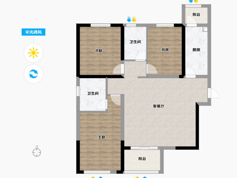 青海省-西宁市-中交·长盈华府-98.40-户型库-采光通风