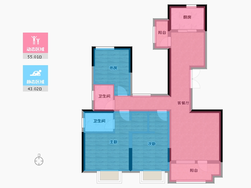 陕西省-西安市-天琴湾-85.53-户型库-动静分区