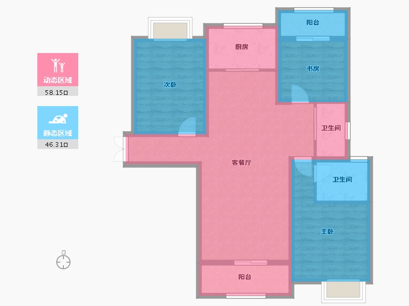 湖北省-宜昌市-CBD三期中央御府-93.09-户型库-动静分区