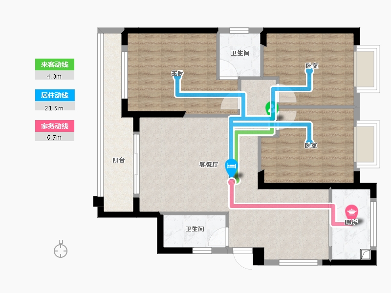 贵州省-六盘水市-星筑·中央公园-88.71-户型库-动静线