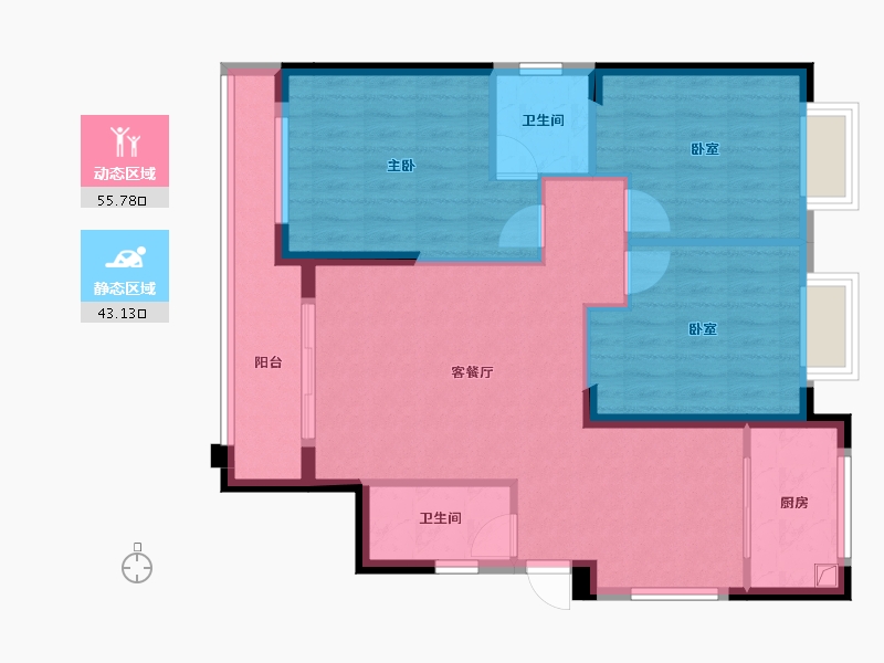 贵州省-六盘水市-星筑·中央公园-88.71-户型库-动静分区