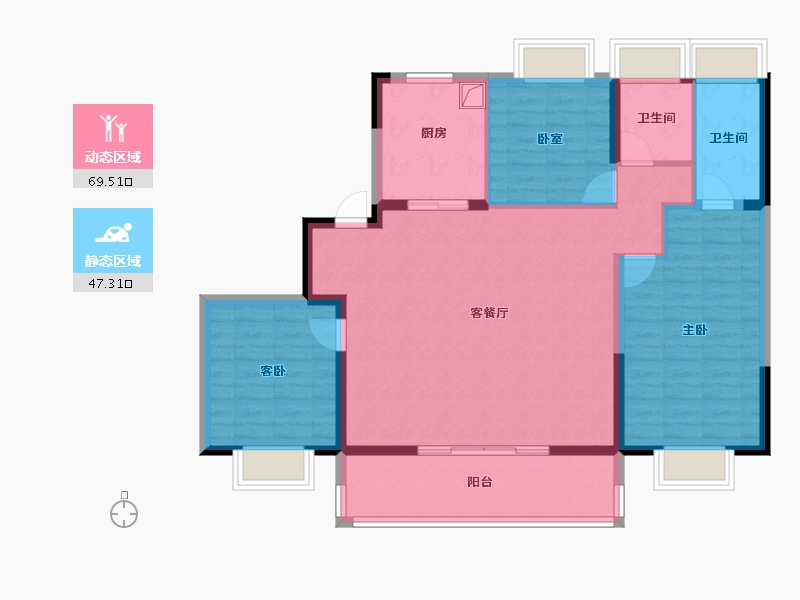 江苏省-苏州市-泊印澜庭-105.60-户型库-动静分区