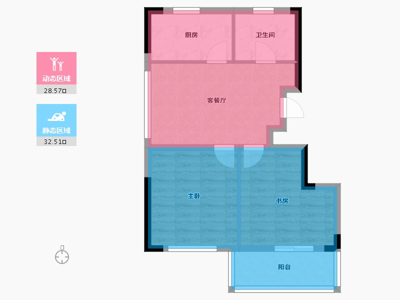 上海-上海市-高阳新里-54.40-户型库-动静分区