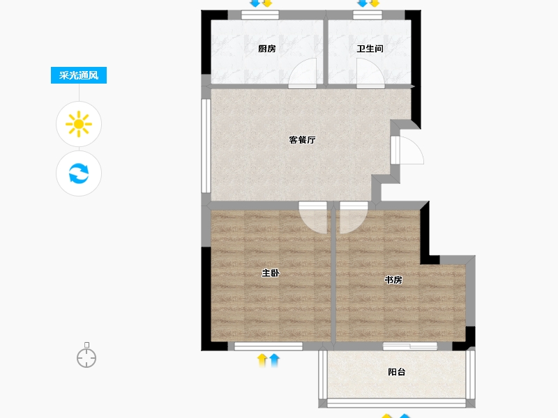 上海-上海市-高阳新里-54.40-户型库-采光通风