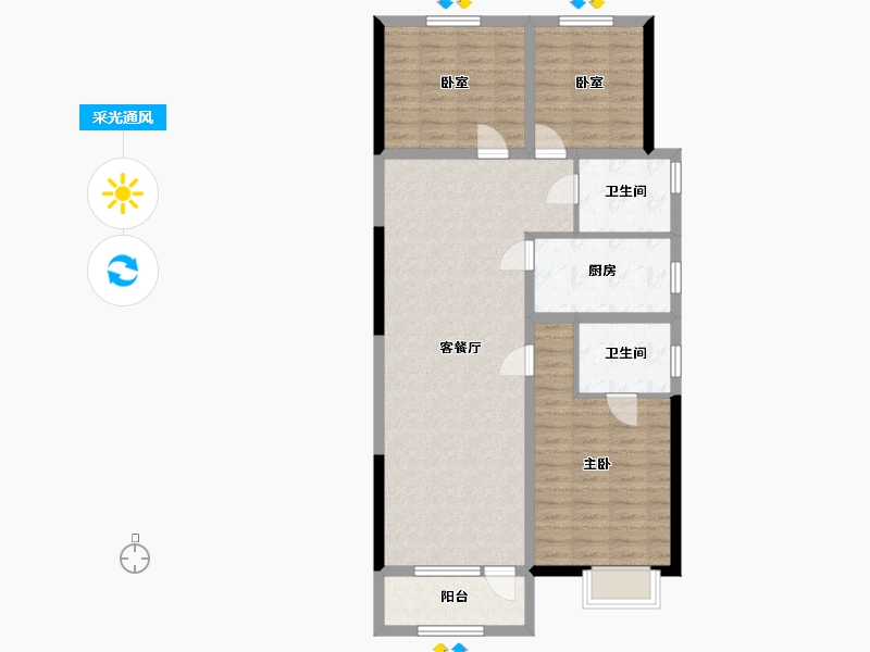 山东省-聊城市-玖璋台│澜庭观邸│松贵府-98.15-户型库-采光通风