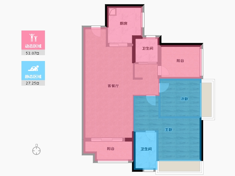 广东省-佛山市-万科金域水岸-71.20-户型库-动静分区