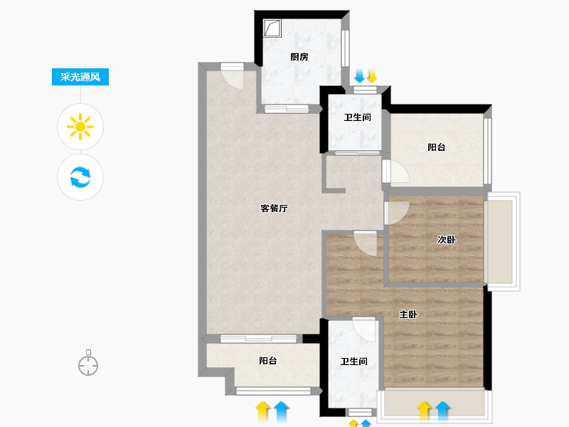 广东省-佛山市-万科金域水岸-71.20-户型库-采光通风