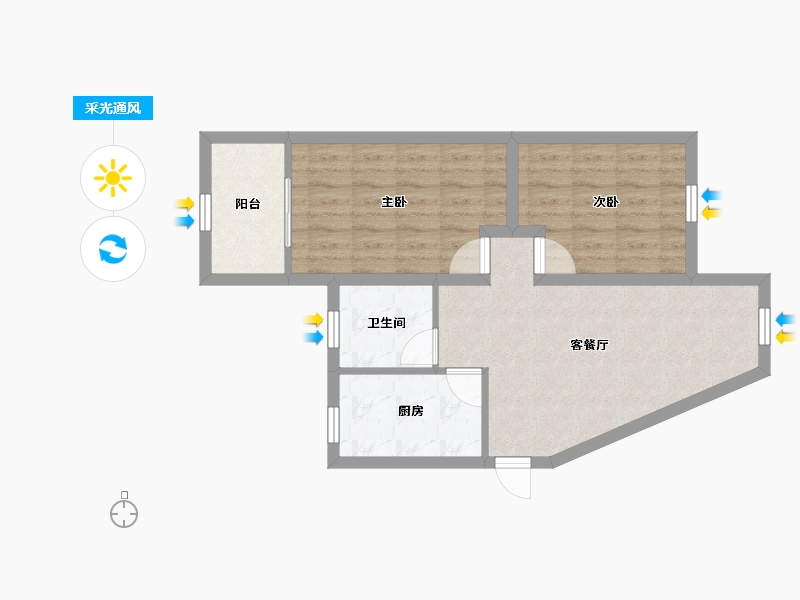 广东省-深圳市-布心花园一区-58.45-户型库-采光通风