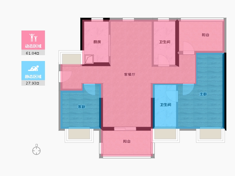 广东省-惠州市-卓越东部蔚蓝海岸-78.38-户型库-动静分区