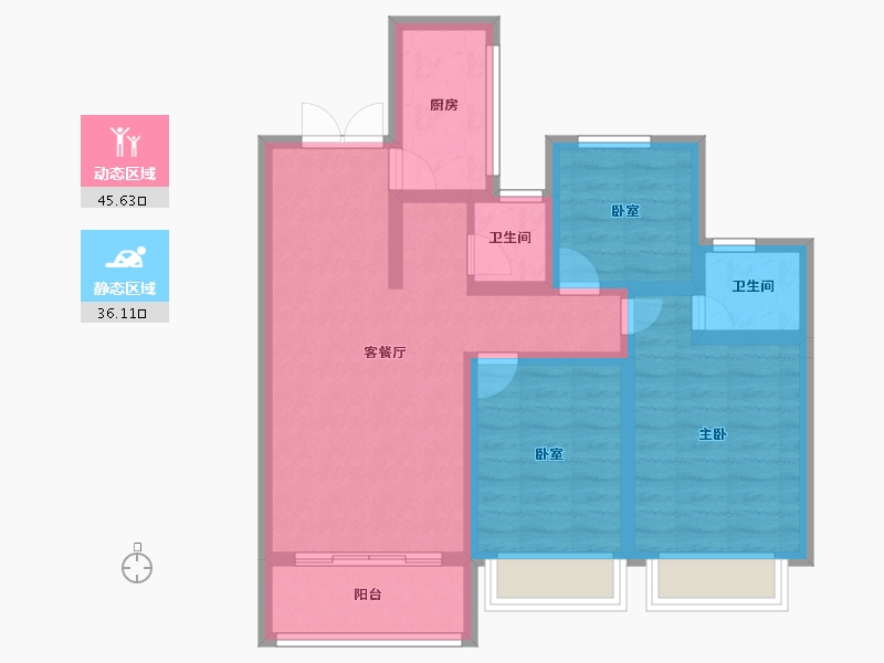 陕西省-咸阳市-彬州水木清华-71.54-户型库-动静分区