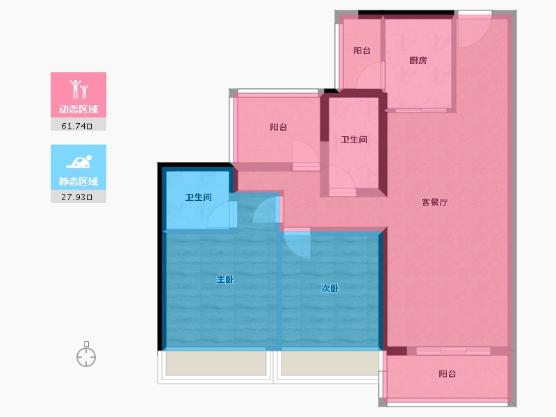 广东省-清远市-碧桂园云璟-79.29-户型库-动静分区