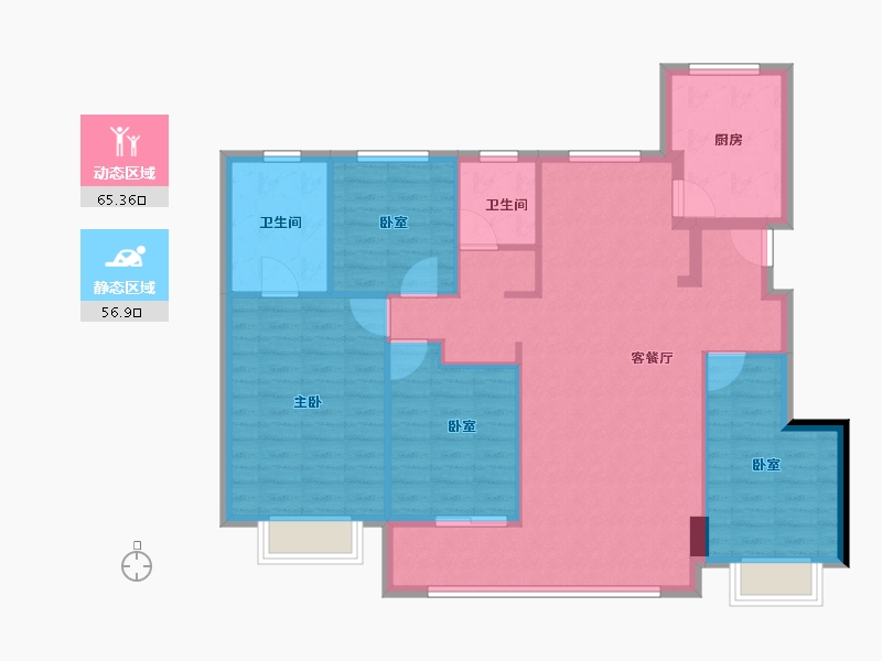 浙江省-宁波市-悦东上境府-111.20-户型库-动静分区