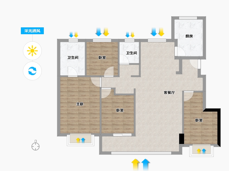 浙江省-宁波市-悦东上境府-111.20-户型库-采光通风