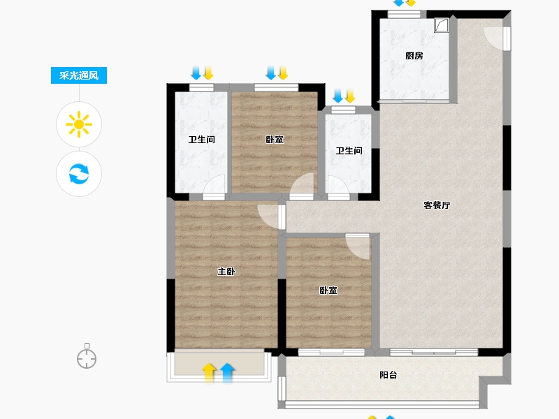 陕西省-榆林市-德通·盐州府-100.81-户型库-采光通风