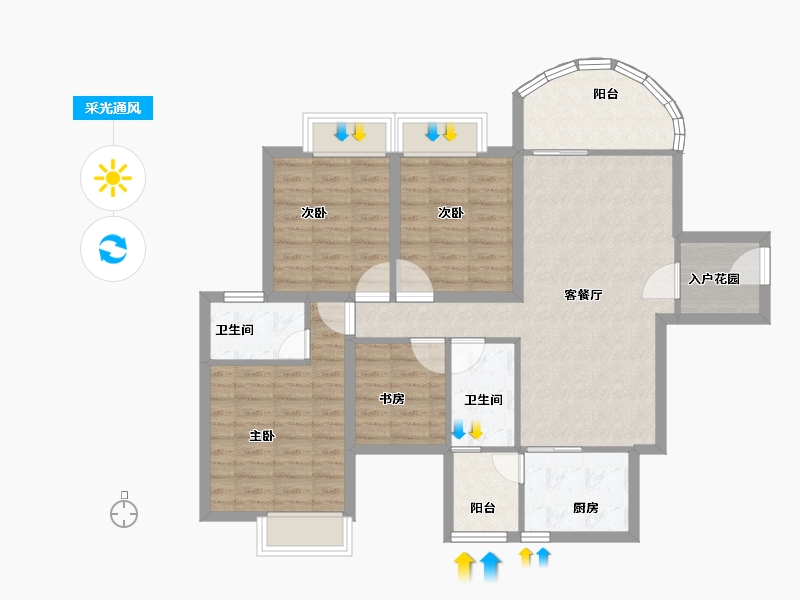 广东省-深圳市-佳兆业山海苑-94.40-户型库-采光通风