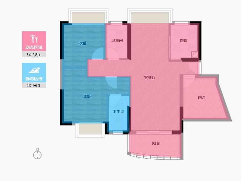 广东省-佛山市-新明珠江畔明珠-65.98-户型库-动静分区