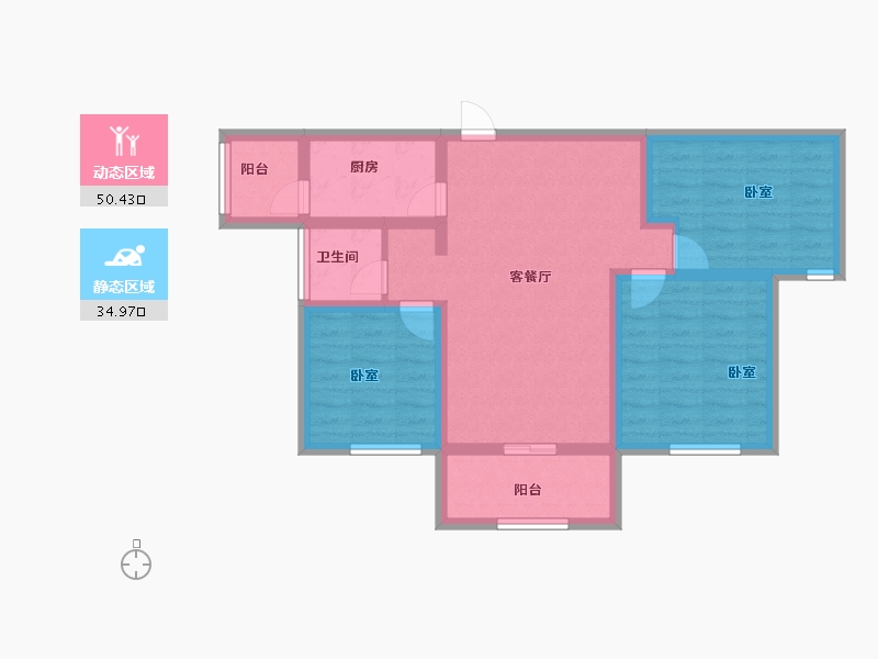 陕西省-宝鸡市-紫汀佳苑-75.00-户型库-动静分区