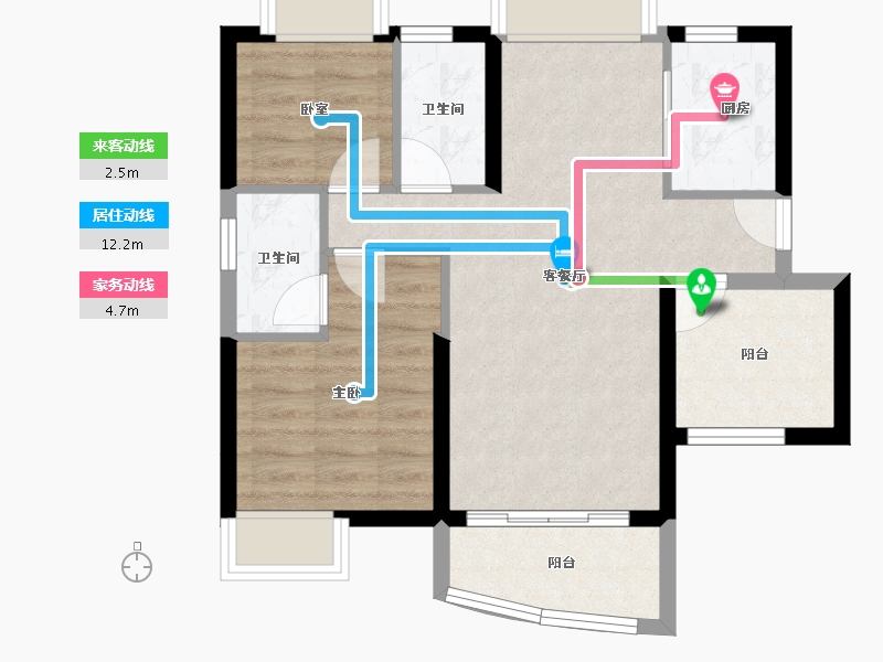 广东省-佛山市-新明珠江畔明珠-61.88-户型库-动静线