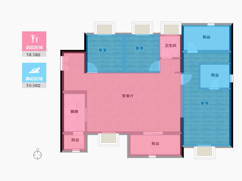 广东省-深圳市-一期御景佳园-96.62-户型库-动静分区