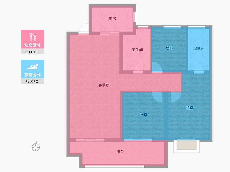 甘肃省-庆阳市-正德铭苑-99.96-户型库-动静分区