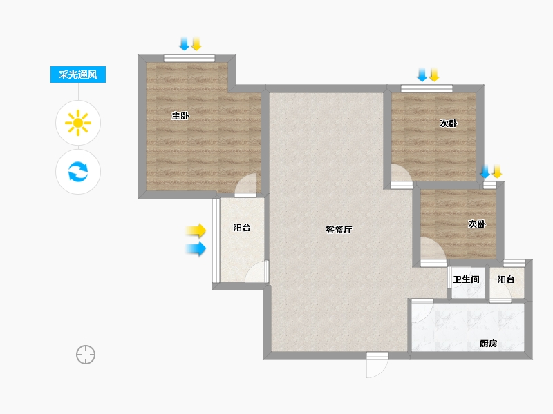 广东省-深圳市-景贝南住宅区-72.83-户型库-采光通风