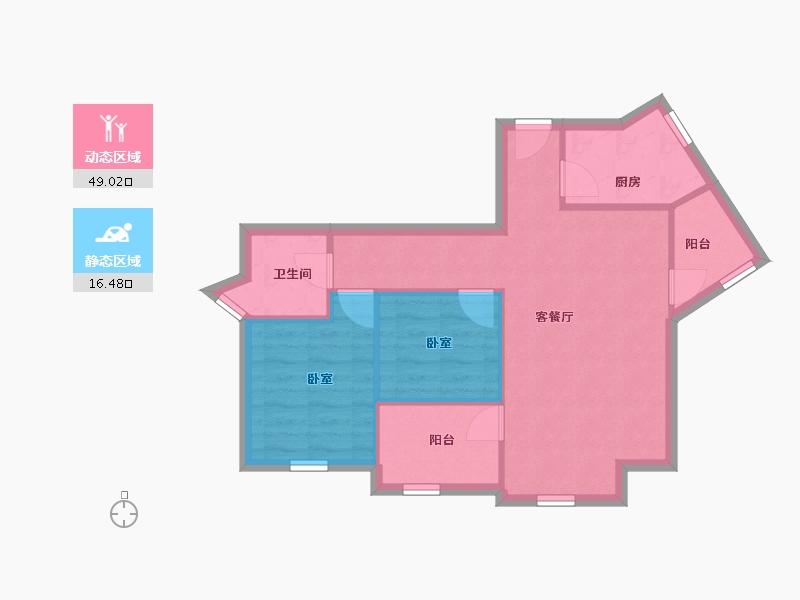 广东省-深圳市-鹏兴花园(六期)-58.77-户型库-动静分区