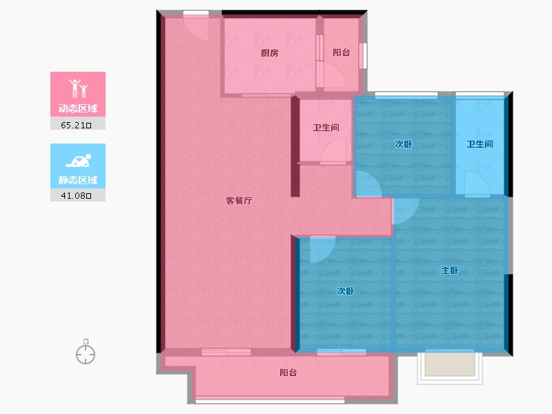 江苏省-镇江市-碧桂园·云顶-95.76-户型库-动静分区