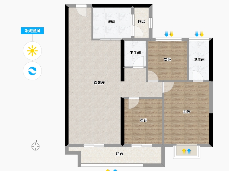 江苏省-镇江市-碧桂园·云顶-95.76-户型库-采光通风