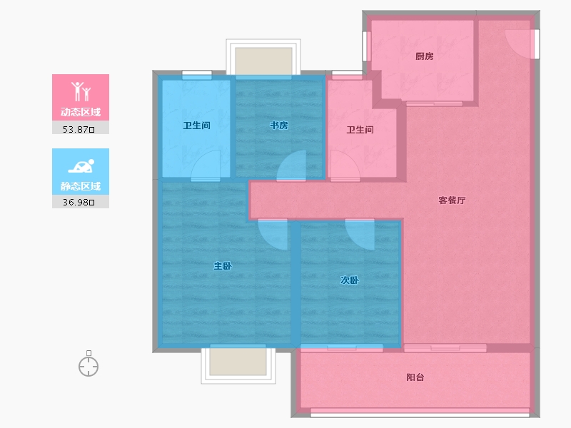 江苏省-南京市-玖华府-81.91-户型库-动静分区